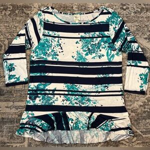 NWT Anthropologie‎ Floral Striped Women's Top Size Large